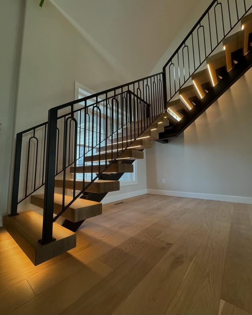 Illuminated Floating Mono-Stringer Stairs - Floating Stairs in Oyster Bay, Dar es Salaam