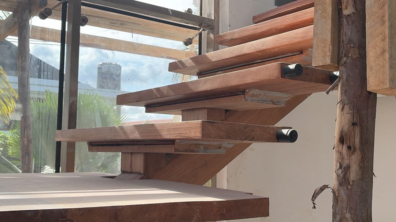 Traditional solid timber staircase with custom turned spindles